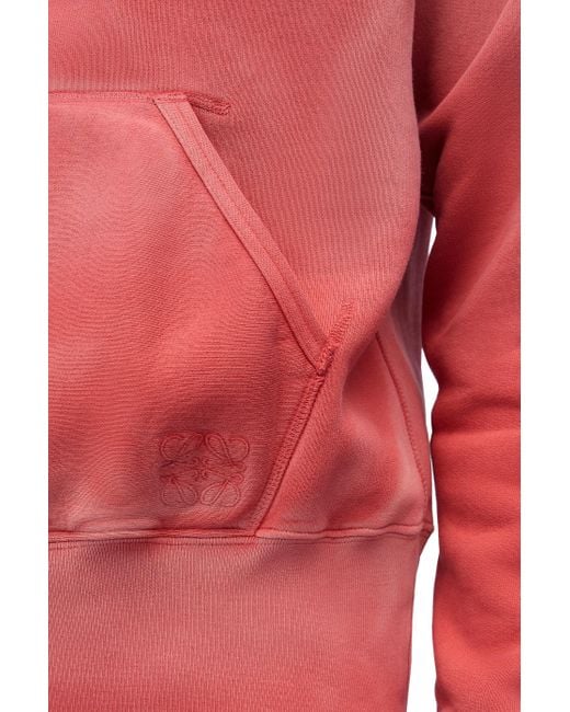 Loewe Red Luxury Slim Fit Hoodie In Cotton for men