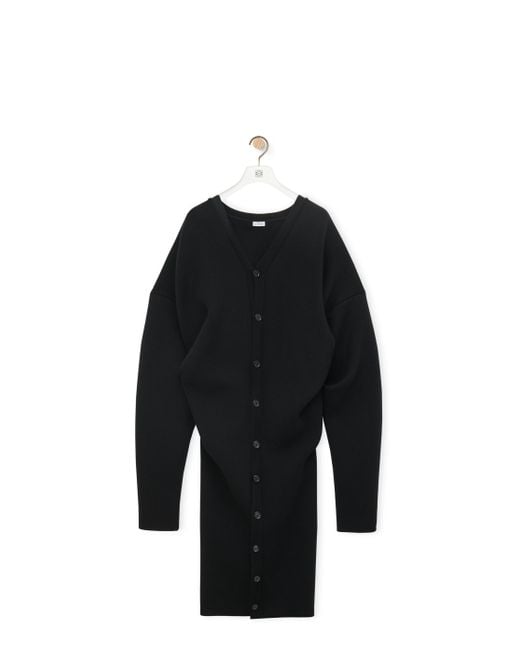 Loewe Black Luxury Draped Coat In Wool Blend