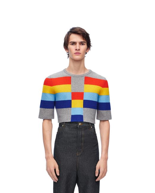 Loewe Gray Striped-pattern Wool-knit Jumper X for men