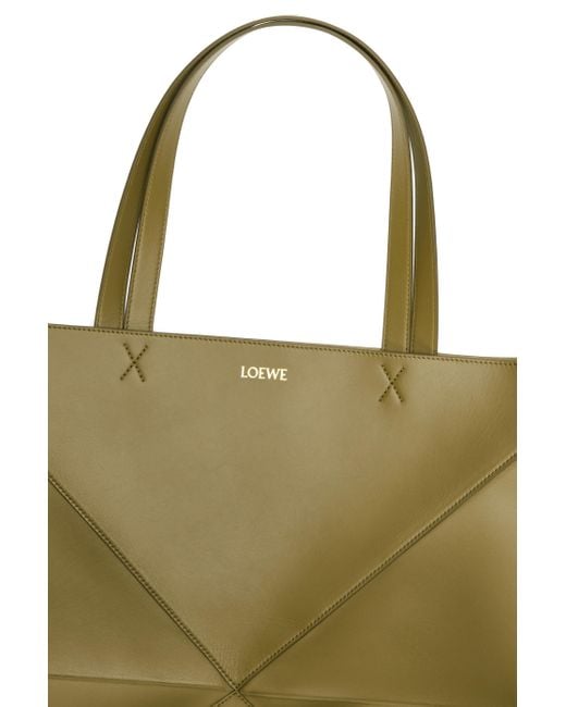 Loewe Green Xl Leather Puzzle Fold Tote Bag for men