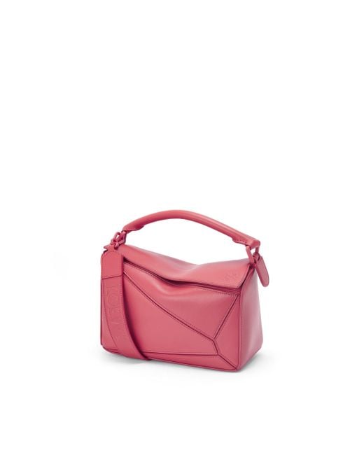 Loewe Pink Small Puzzle Bag In Satin Calfskin