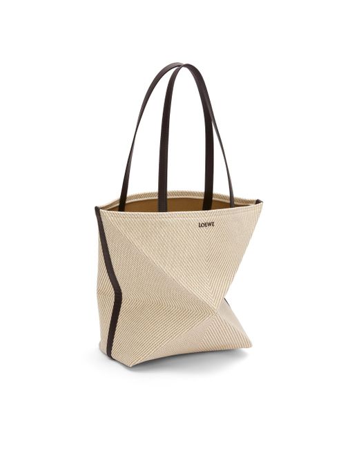 Loewe Natural Puzzle Fold Tote In Cotton Jacquard