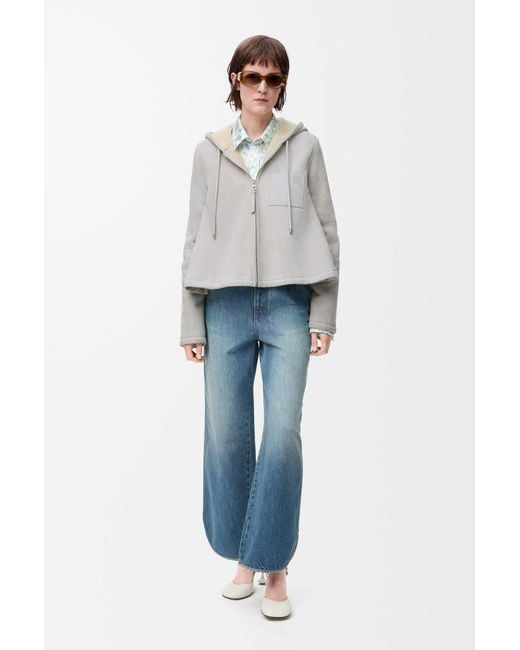 Loewe White Shearling Hoodie Jacket