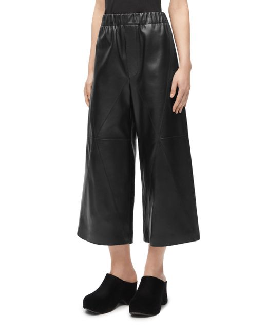 Loewe White Puzzle Fold Cropped Trousers In Nappa Lambskin