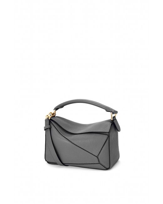 Loewe Gray Small Puzzle Bag In Soft Grained Calfskin