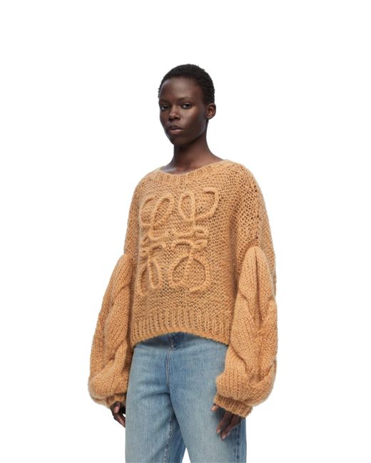 Loewe Mohair-blend Anagram Sweater in Brown | Lyst UK