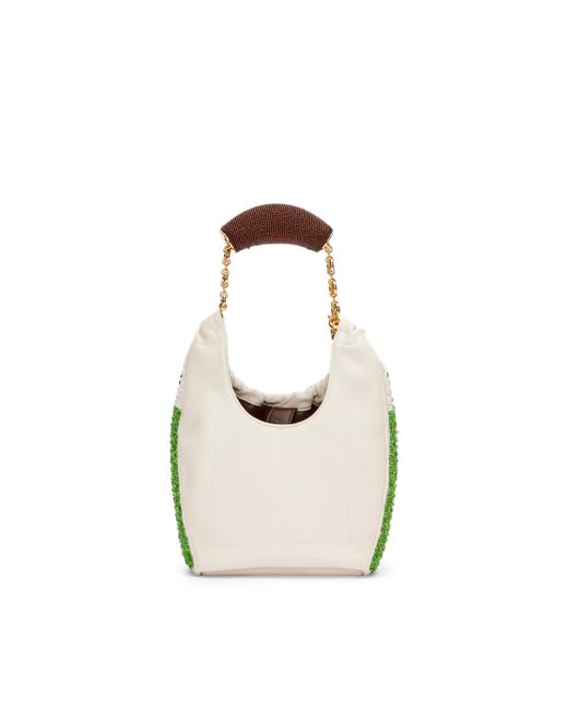 Loewe Green Mini Squeeze Bag In Beaded Leather
