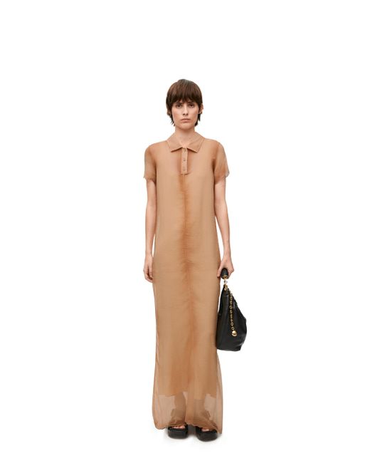 Loewe White Luxury Polo Dress In Silk For
