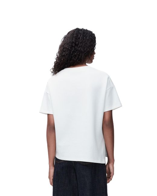 Loewe White Asymmetric T-shirt In Cotton Blend