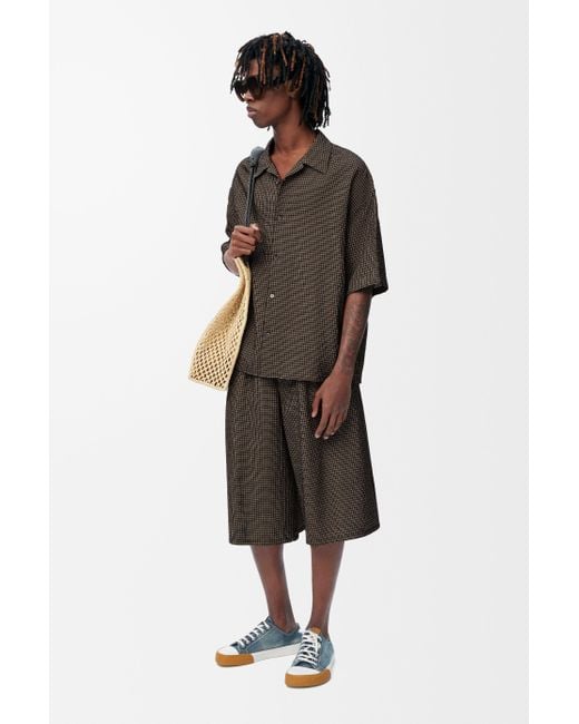 Pantalón Corto En Mezcla De Algodón Y Lino Con Cordónsize Hombre Loewe de hombre de color Multicolor