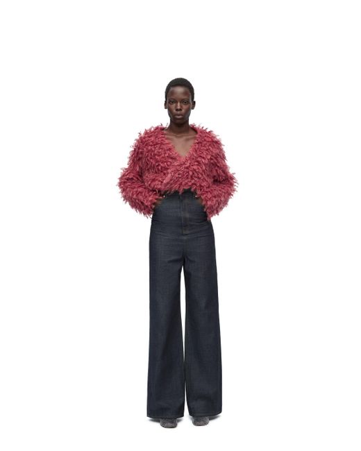 Loewe Red High Waisted Jeans In Denim