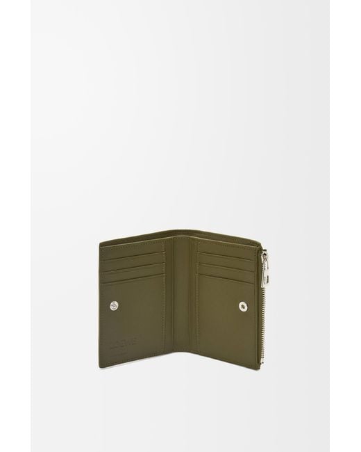 Loewe Green Luxury Slim Compact Walllet In Textured Classic Calfskin for men