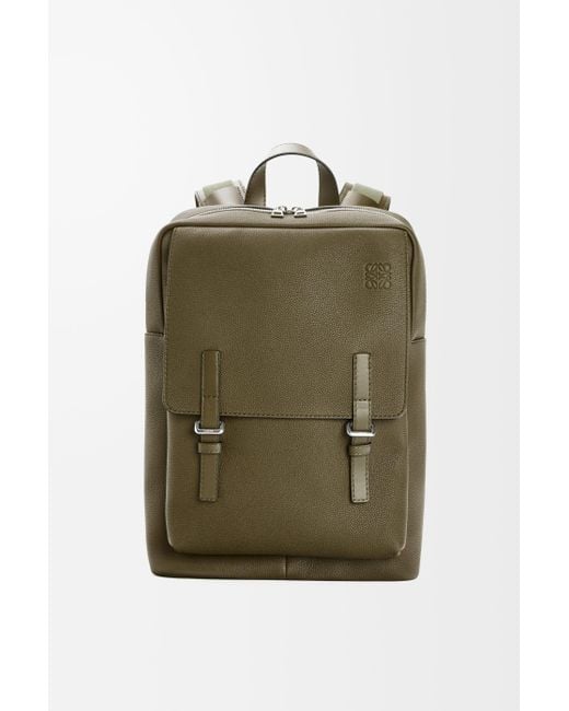 Loewe Green Luxury Military Backpack In Soft Grained Calfskin for men