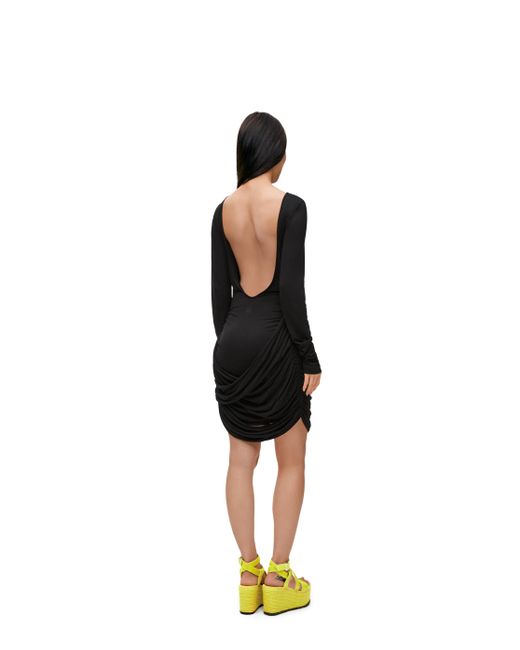 Loewe Black Luxury Draped Dress In Lyocell