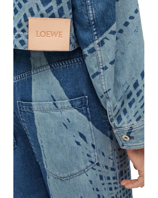 Loewe Blue Luxury Cropped Hooded Jacket In Denim