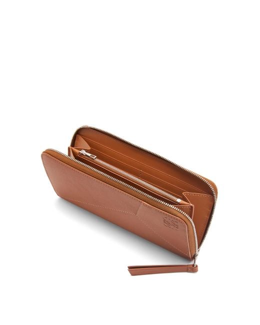 Loewe Brown Puzzle Zip Around Wallet In Classic Calfskin