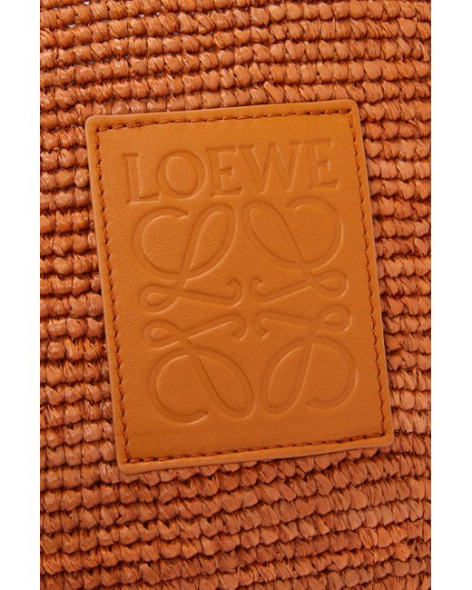 Loewe Brown Luxury Mini Slit Bag In Raffia And Calfskin