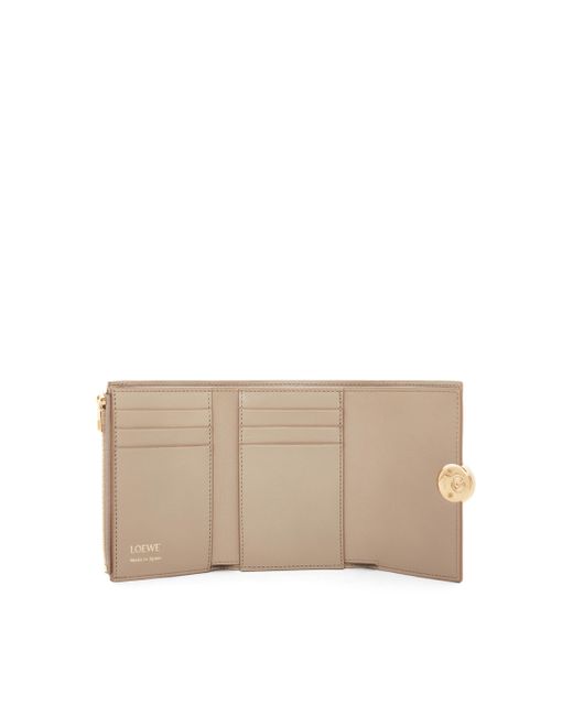 Loewe White Luxury Pebble Small Vertical Wallet In Shiny Nappa Calfskin For