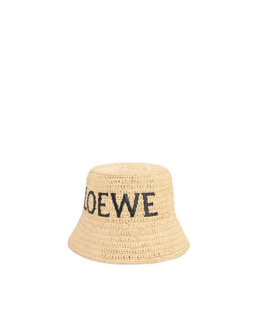 Loewe Metallic Bucket Hat In Raffia