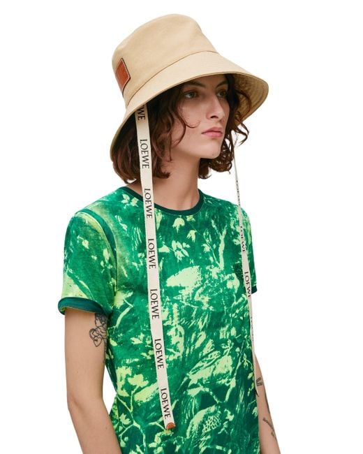 Loewe Green Luxury Fisherman Hat In Canvas