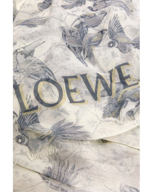 Loewe Gray Luxury Shawl In Cashmere And Silk