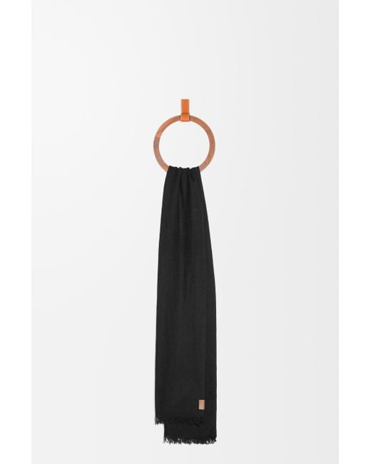 Loewe Black Luxury Scarf In Cashmere For