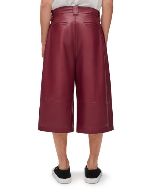 Loewe Red Luxury Pleated Shorts In Nappa Lambskin for men