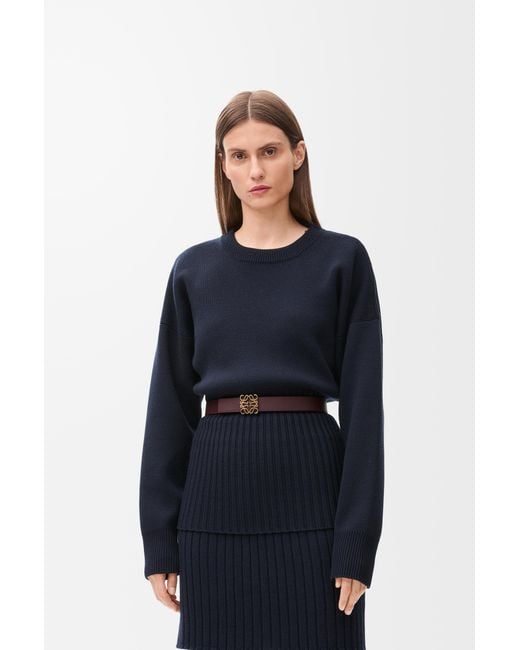 Loewe White Luxury Reversible Anagram Belt In Smooth Calfskin