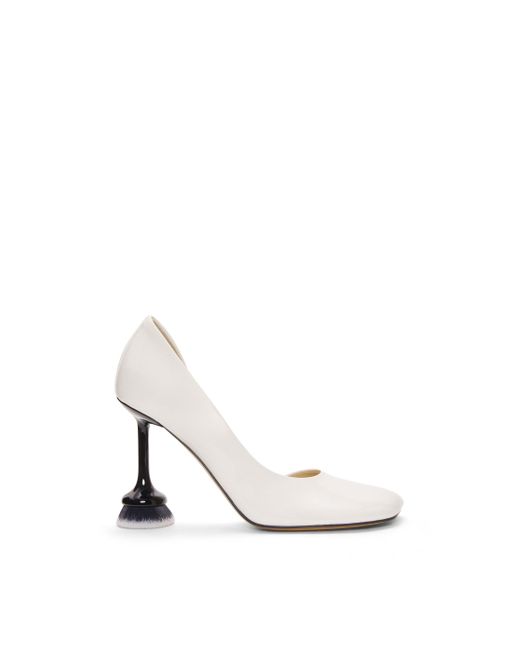 Loewe White Luxury Toy Brush D'orsay Pump In Patent Lambskin For