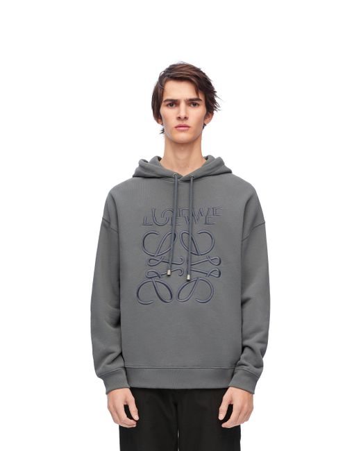 Loewe Gray Luxury Relaxed Fit Hoodie In Cotton for men