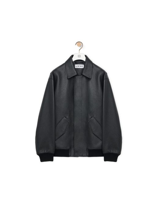 Loewe Black Luxury Bomber Jacket In Nappa Calfskin for men