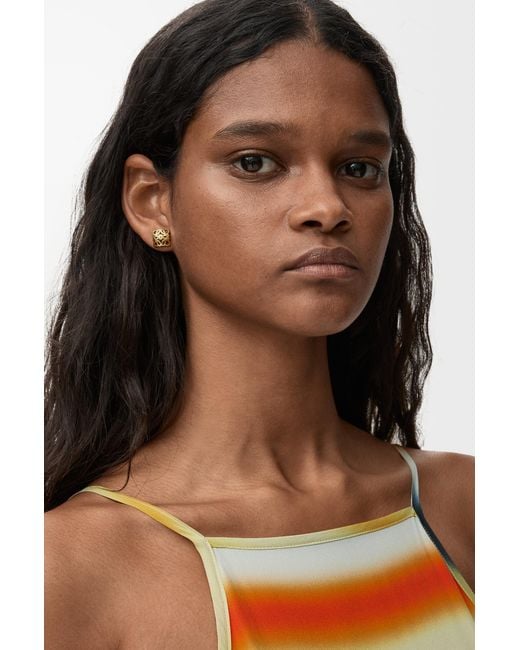 Loewe Metallic Anagram Bombé Stud Earrings For