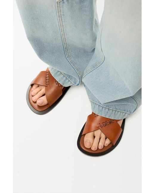 Loewe Brown Flex Criss-Cross Slide for men
