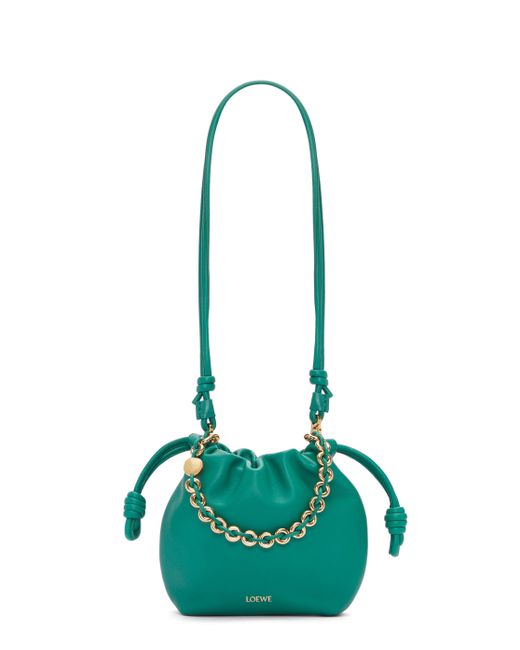 Loewe Green Luxury Mini Flamenco Purse Bag In Mellow Nappa Lambskin For