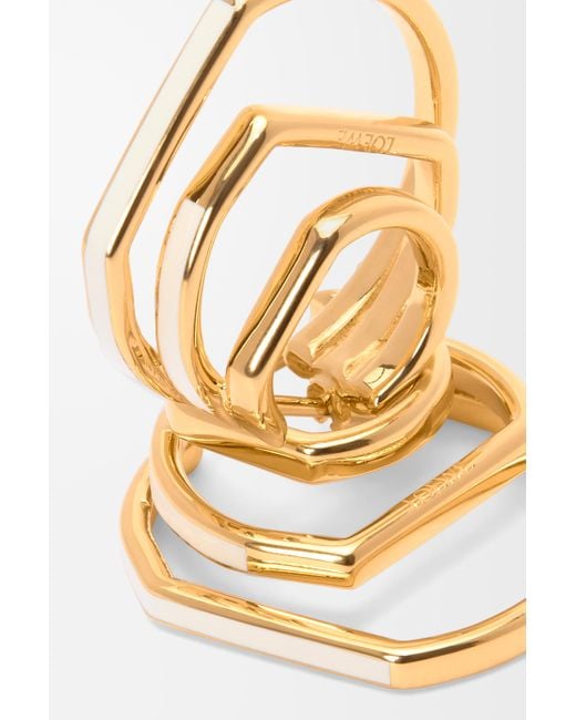 Loewe Metallic Luxury Stacked Hoop Earrings In Sterling Silver And Enamel
