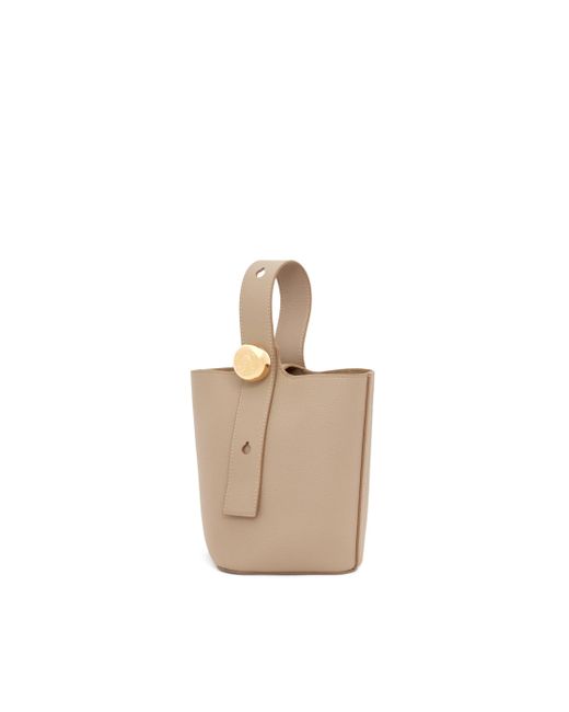 Loewe White Luxury Mini Pebble Bucket Bag In Soft Grained Calfskin