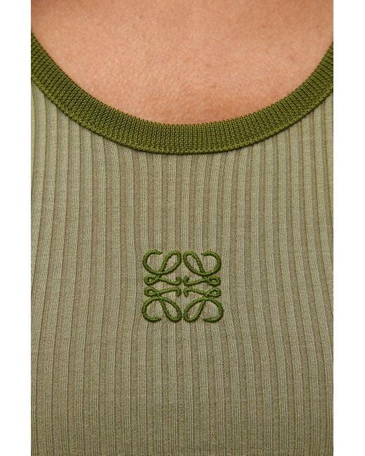 Loewe Green Anagram-embroidered Scoop-neck Silk-blend Top X
