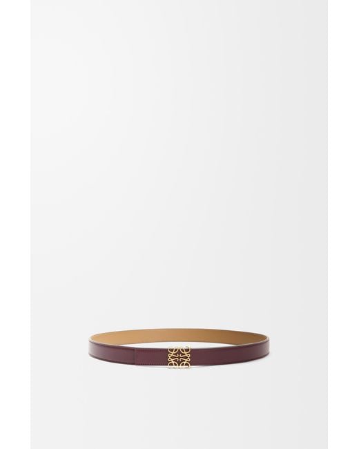 Loewe White Luxury Reversible Anagram Belt In Smooth Calfskin