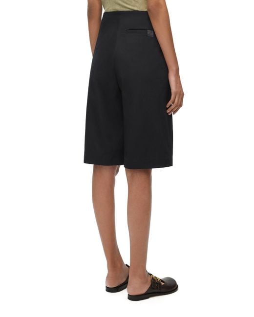 Loewe Black Luxury Pleated Shorts In Cotton For