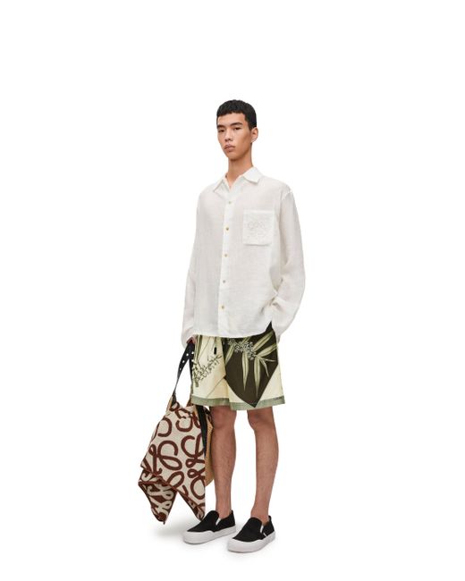 Loewe White Shorts In Cotton And Silk for men