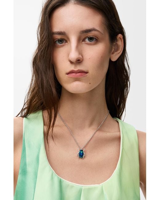 Loewe White Scarabeo Necklace