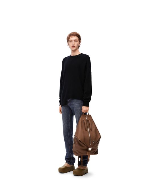 Loewe Black Asymmetric Sweater In Wool for men