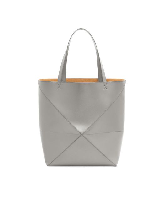 Loewe Gray Luxury Xl Puzzle Fold Tote In Shiny Calfskin For for men