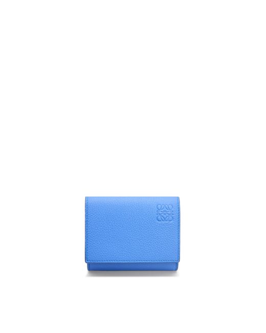 Loewe Blue Luxury Trifold Wallet In Soft Grained Calfskin for men