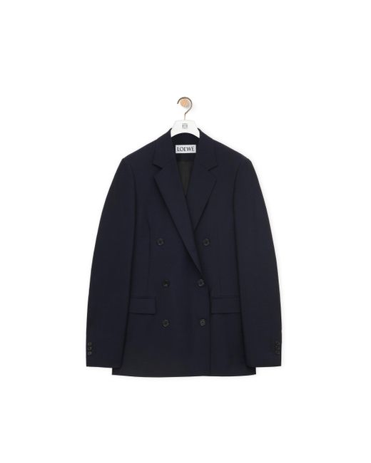 Loewe Black Luxury Double Breasted Jacket In Mohair And Wool For
