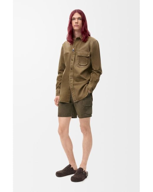 Pantalón Corto Cargo En Algodónsize Hombre Loewe de hombre de color Green