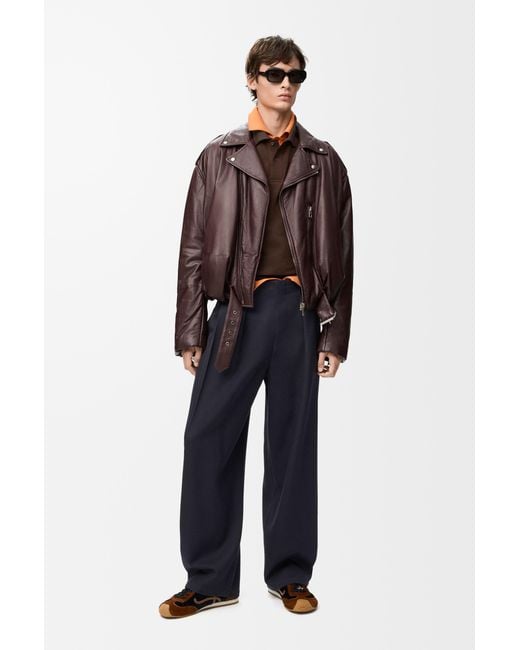 Loewe Brown Balloon Biker Jacket for men