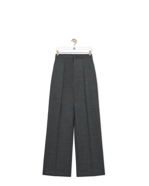 Loewe Gray High Waisted Trousers In Wool