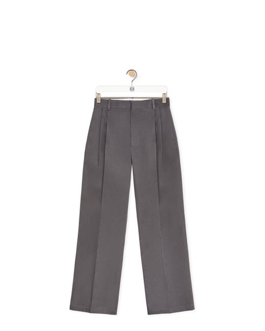 Loewe Gray Luxury Pleated Trousers In Cotton for men