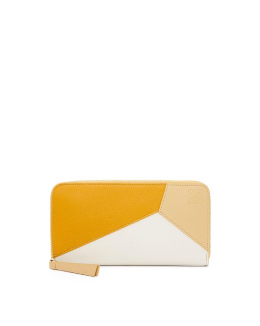 Loewe Orange Puzzle Zip Around Wallet In Classic Calfskin
